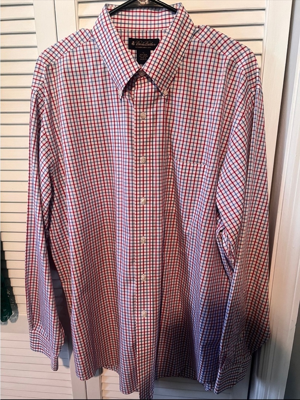 Brooks Brothers Men's Red & Blue Check Dress Shirt